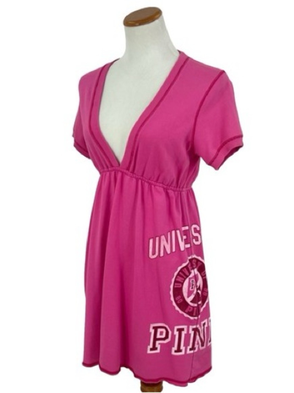 PINK Victoria's Secret Hot Pink Empire-Waist V-Neck Sleep Dress